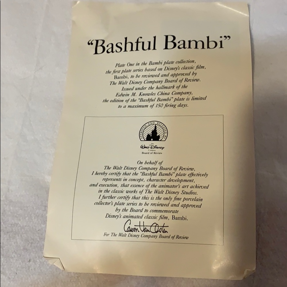 PLATE #1 Knowles Disney’s Bashful Bambi Limited Collectible Plate - Picture 6 of 8